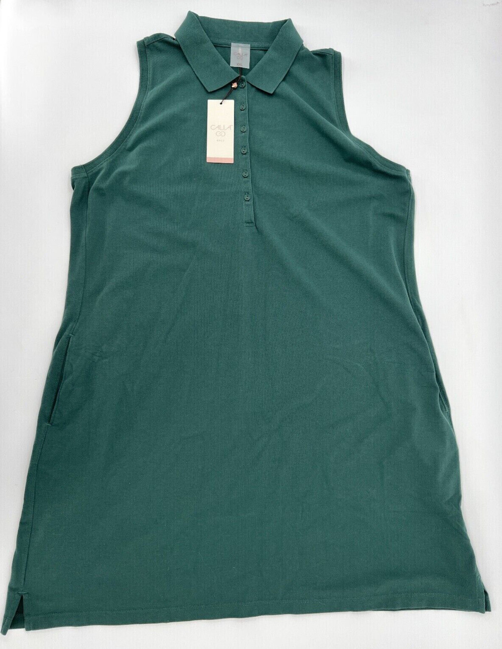 NEW Calia Polo Dress Womens 2XL XXL Green Sleeveless Pullover Moisture Wicking